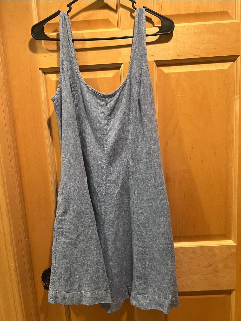 Universal Thread Blue Chambray Linen Blend Scoop Neck A-Line Mini Casual Dress M